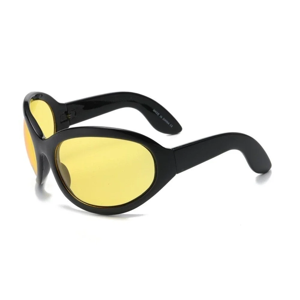 Oval Sunglasses Women Fashion‎ Retro Trendy Yellow Lens Designer Shades Lentes
